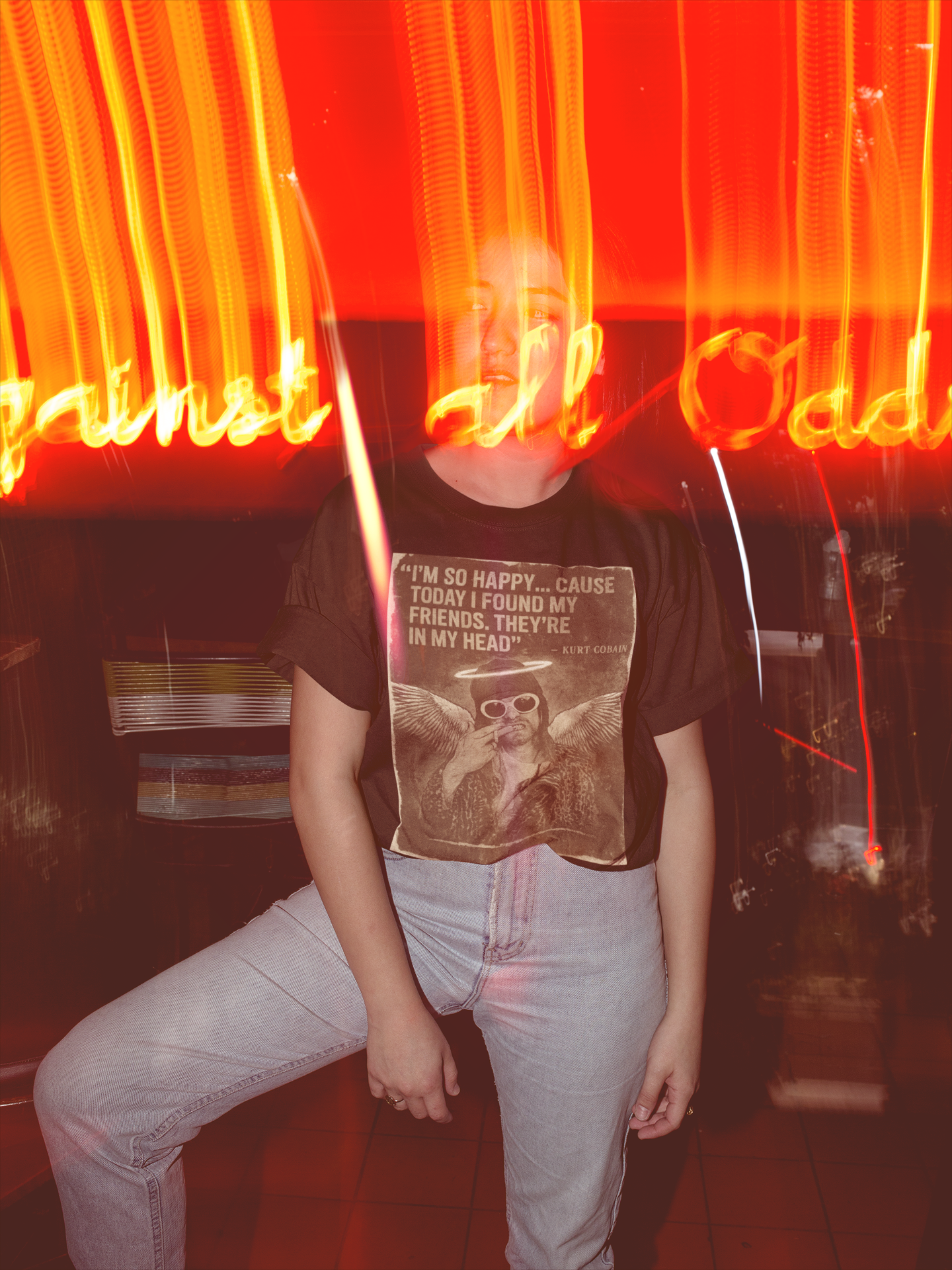 Kurt Cobain Angel Oversized High Neck Tee – 100% Organic Cotton