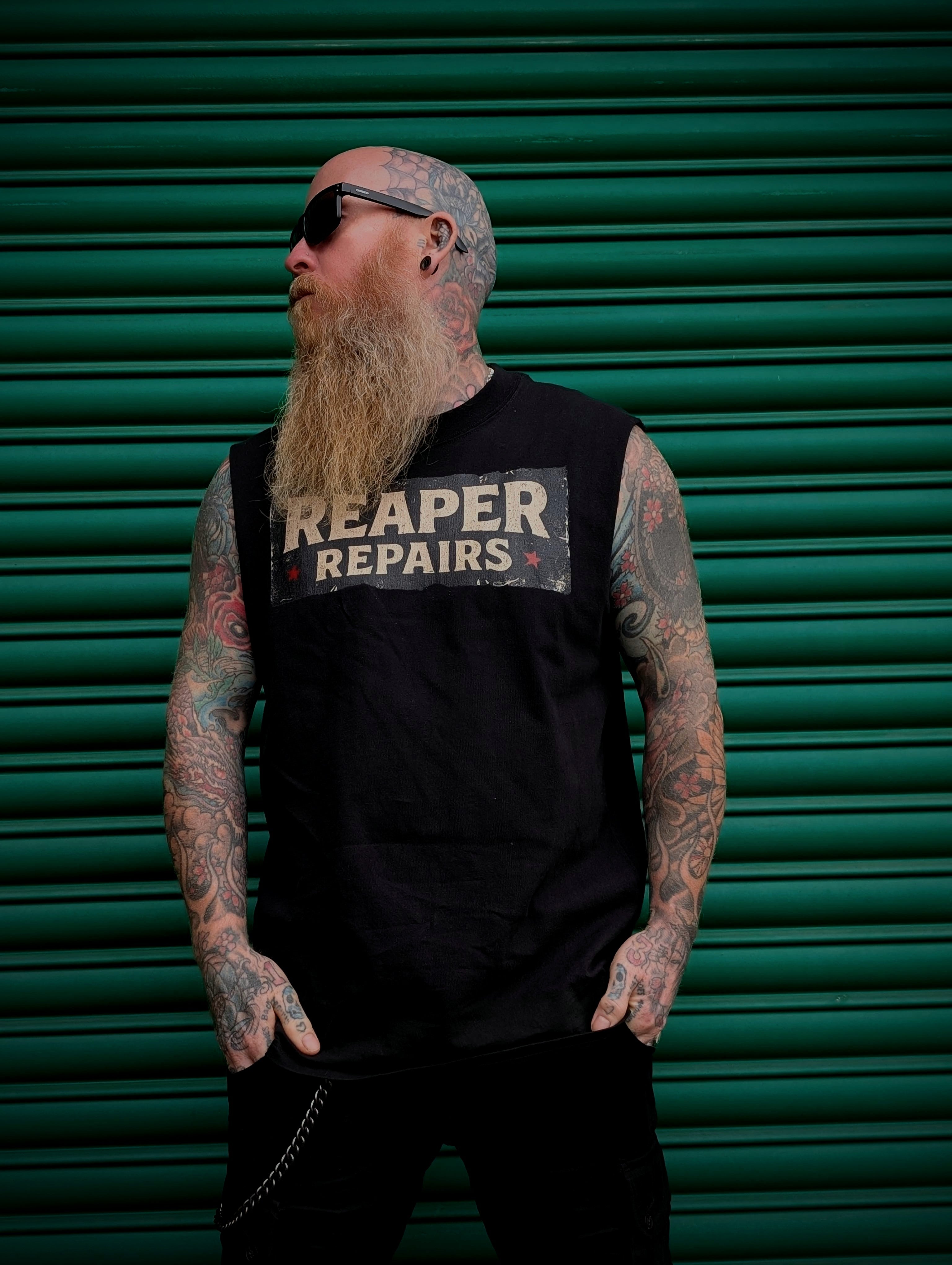 Reaper Repairs Heavy Faded Tank Top - Garage Vest