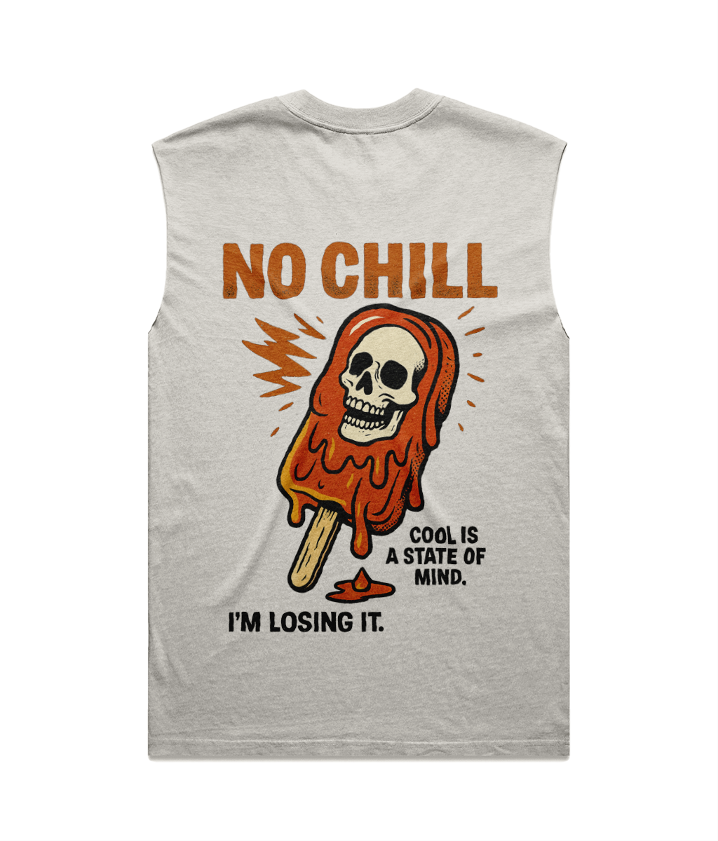 No Chill Skull Ice Lolly Heavy Faded Beige Tank Top