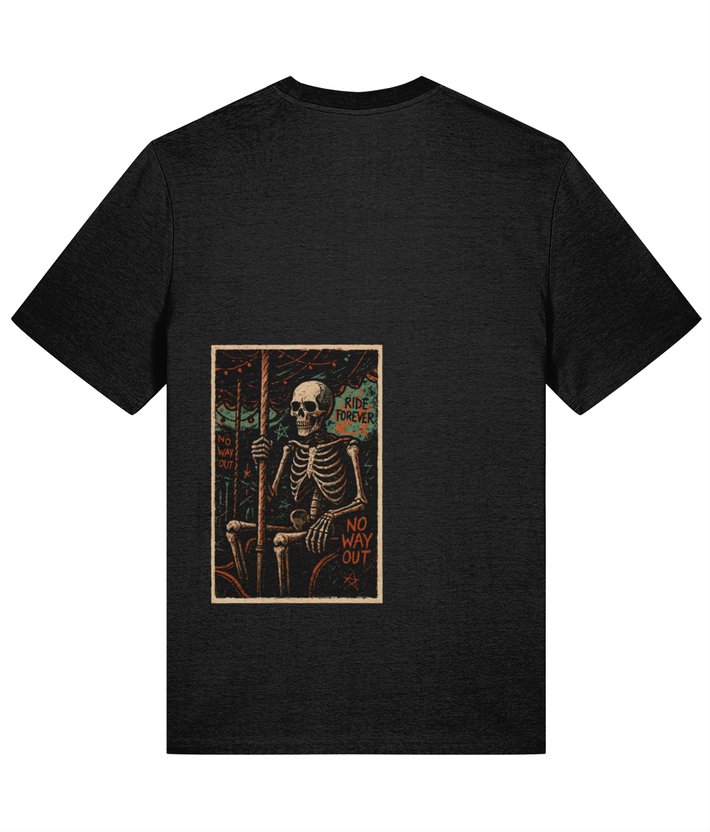 Unlimited Rides Skeleton T-Shirt – 100% Cotton | Grim Carnival Ride Graphic