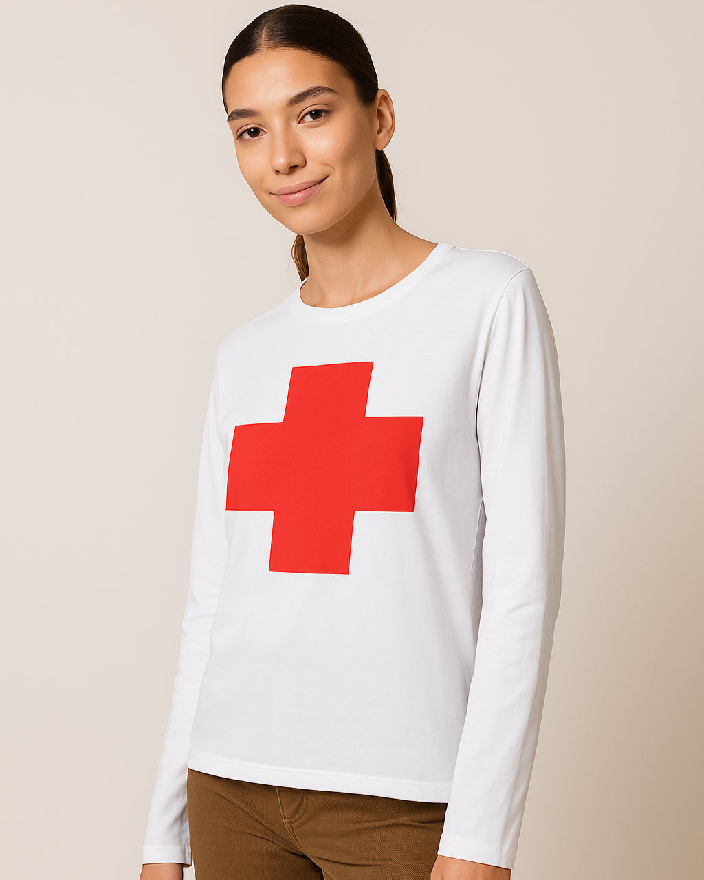 Rachel Green "Red Cross" Long Sleeve Tee – 100% Organic Cotton ‘90s Icon Look