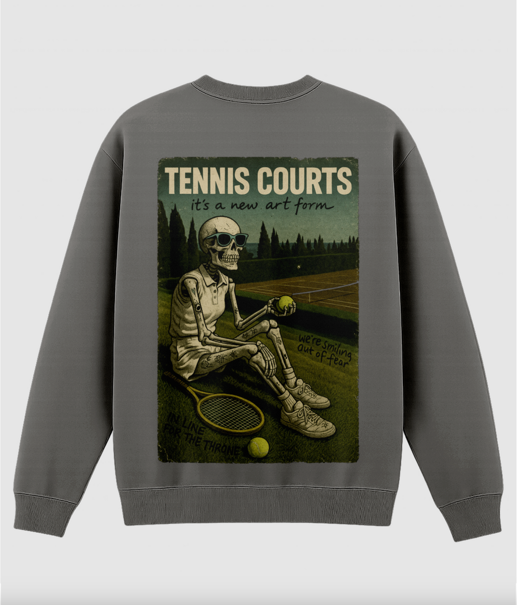 Tennis Courts Sweatshirt | Lorde-Inspired Retro Skeleton Graphic | Uncool