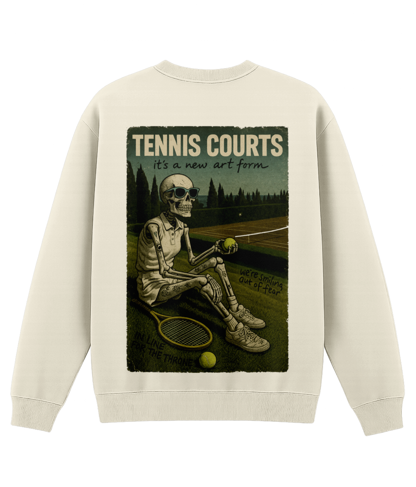 Tennis Courts Sweatshirt | Lorde-Inspired Retro Skeleton Graphic | Uncool