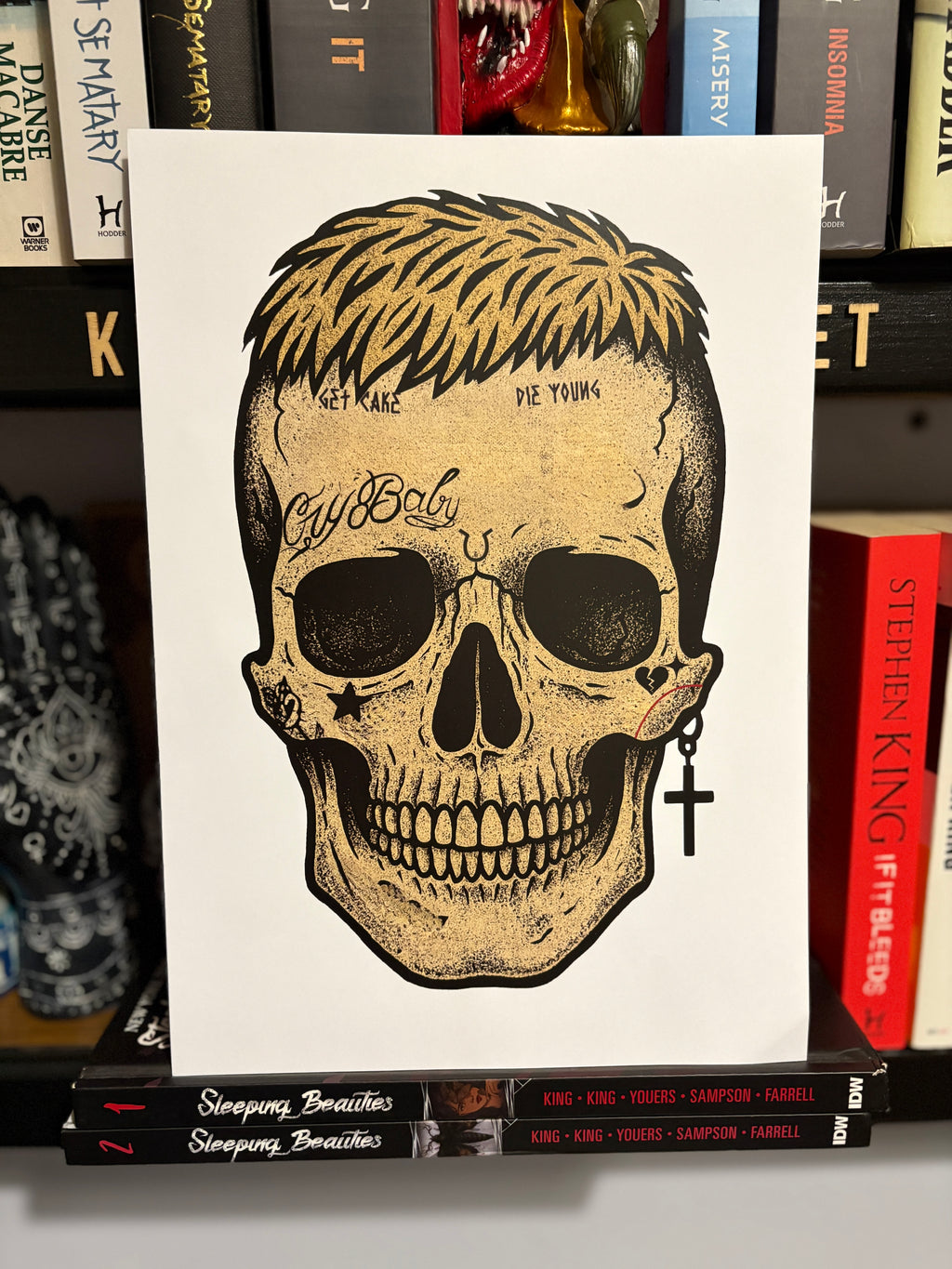 Lil Peep Skull Poster Art Print | A4 Gothic Rap Artwork | Crybaby Tribute