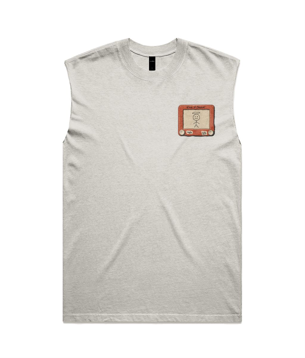 Etch A Sketch Masterpiece Heavy Faded Beige Tank Top - shake well