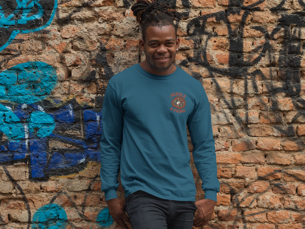 Needle & Fang Heavyweight Long Sleeve T-Shirt – Retro Snake Vinyl Design