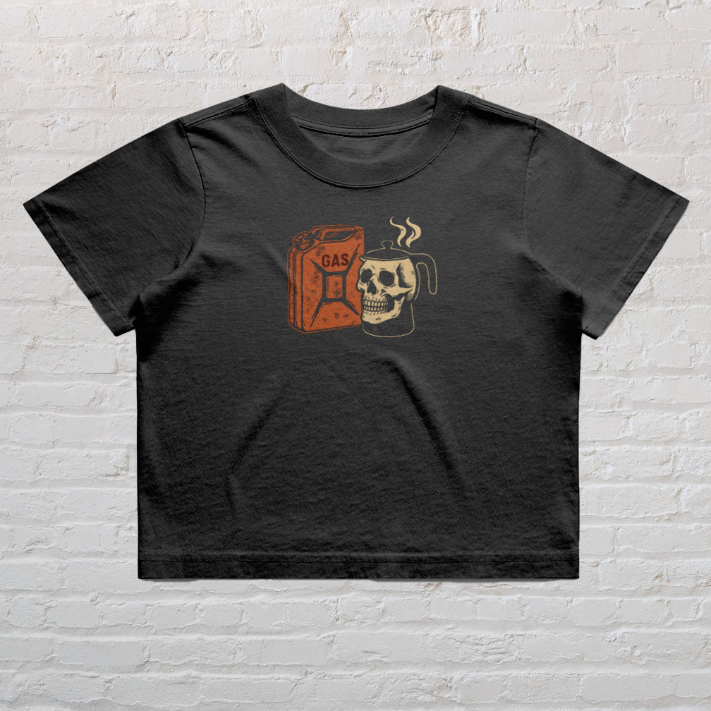 Always Open Gasoline & Coffee Women’s Heavy Faded Crop T-Shirt