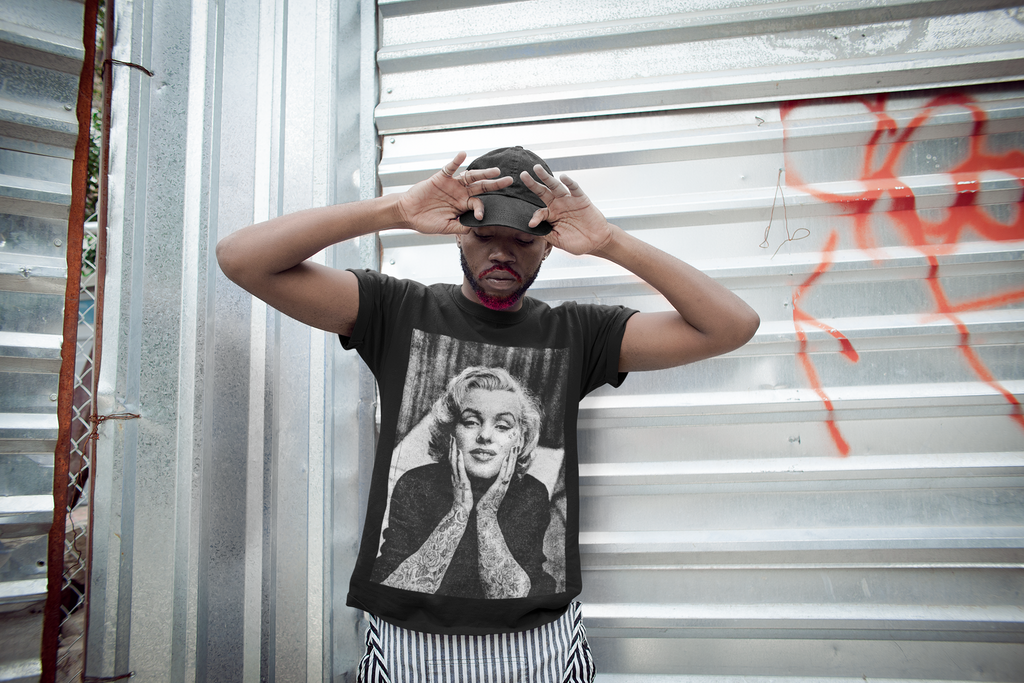 Marilyn Monroe Tattoo T-Shirt – Unisex Black Cotton Graphic Tee