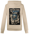 Bluest Flame Cross Neck Hoodie – Heavyweight Unisex Pullover in Beige & Grey
