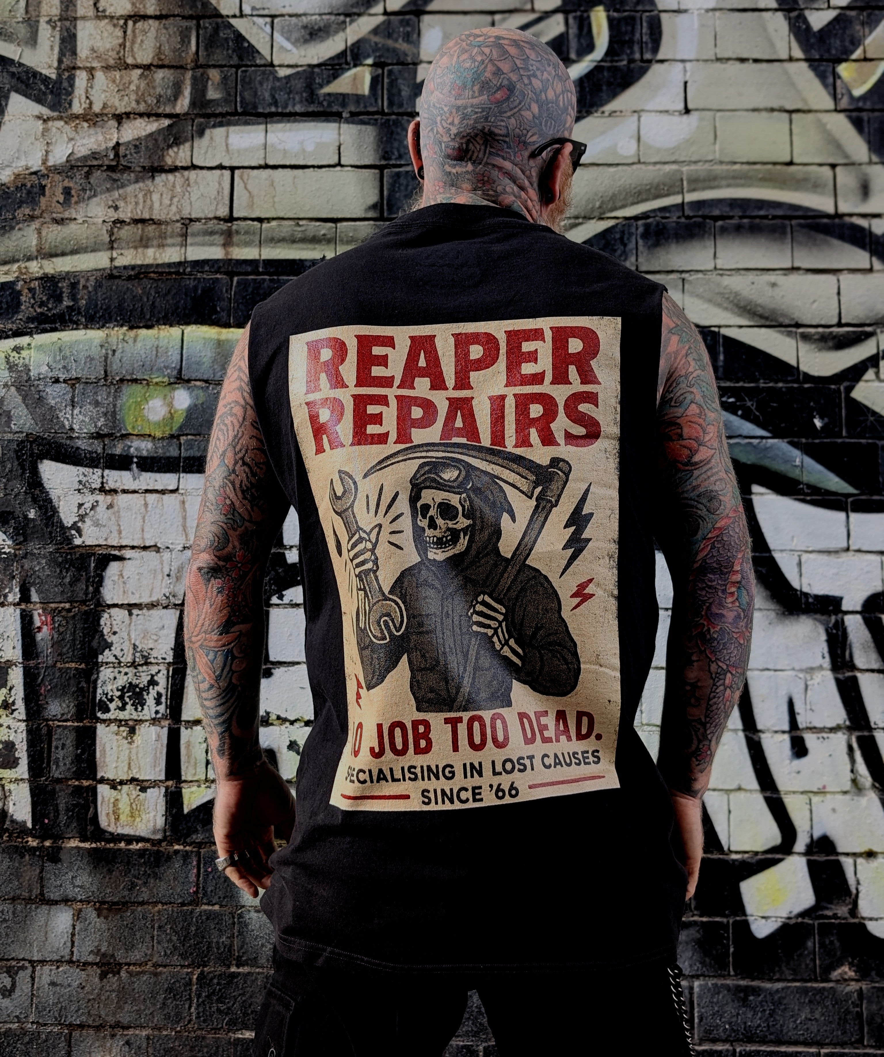 Reaper Repairs Heavy Faded Tank Top - Garage Vest