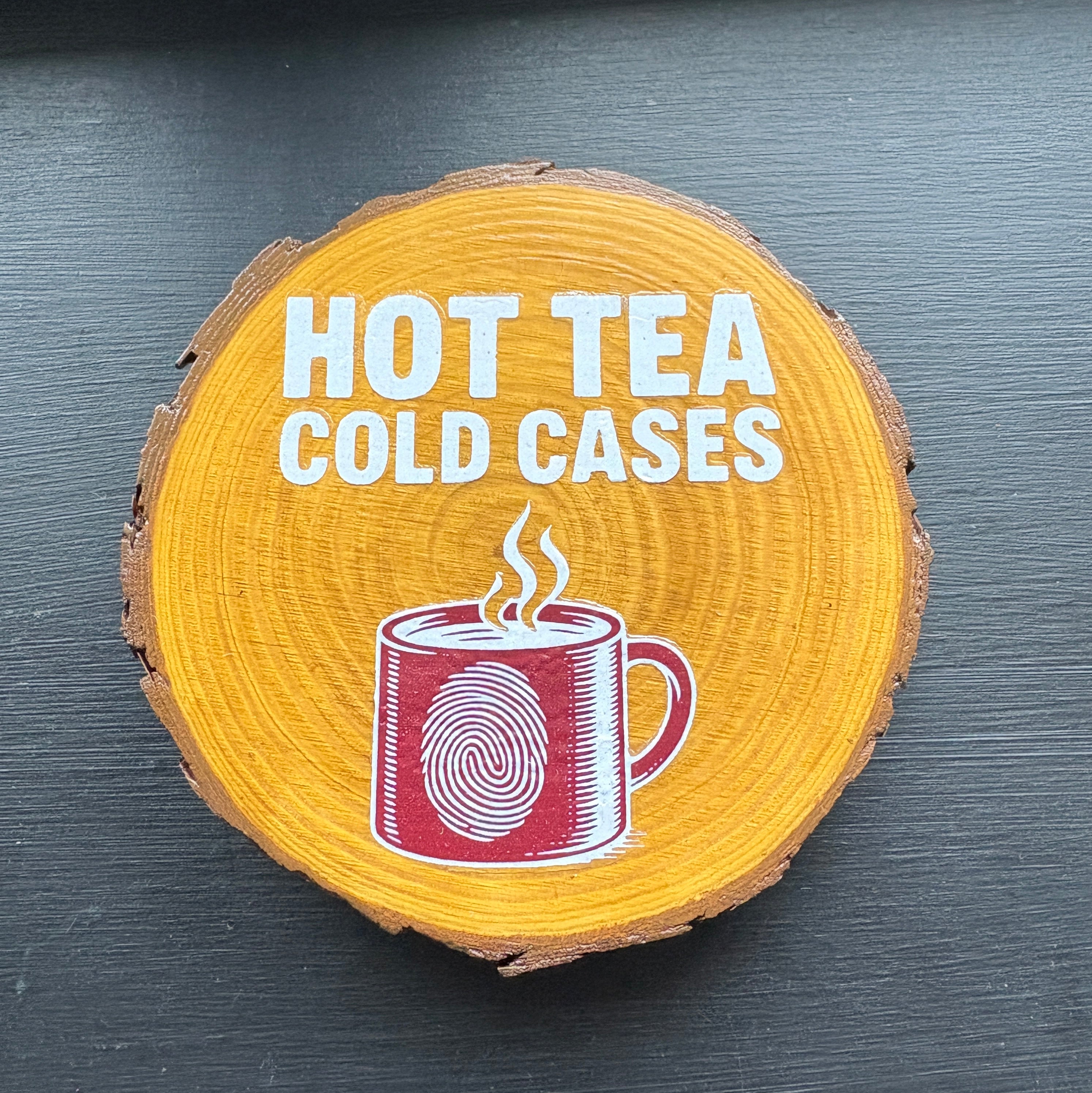 Handmade Gothic Printed Coasters | Natural Pine Wood | Unique Dark Humour Design