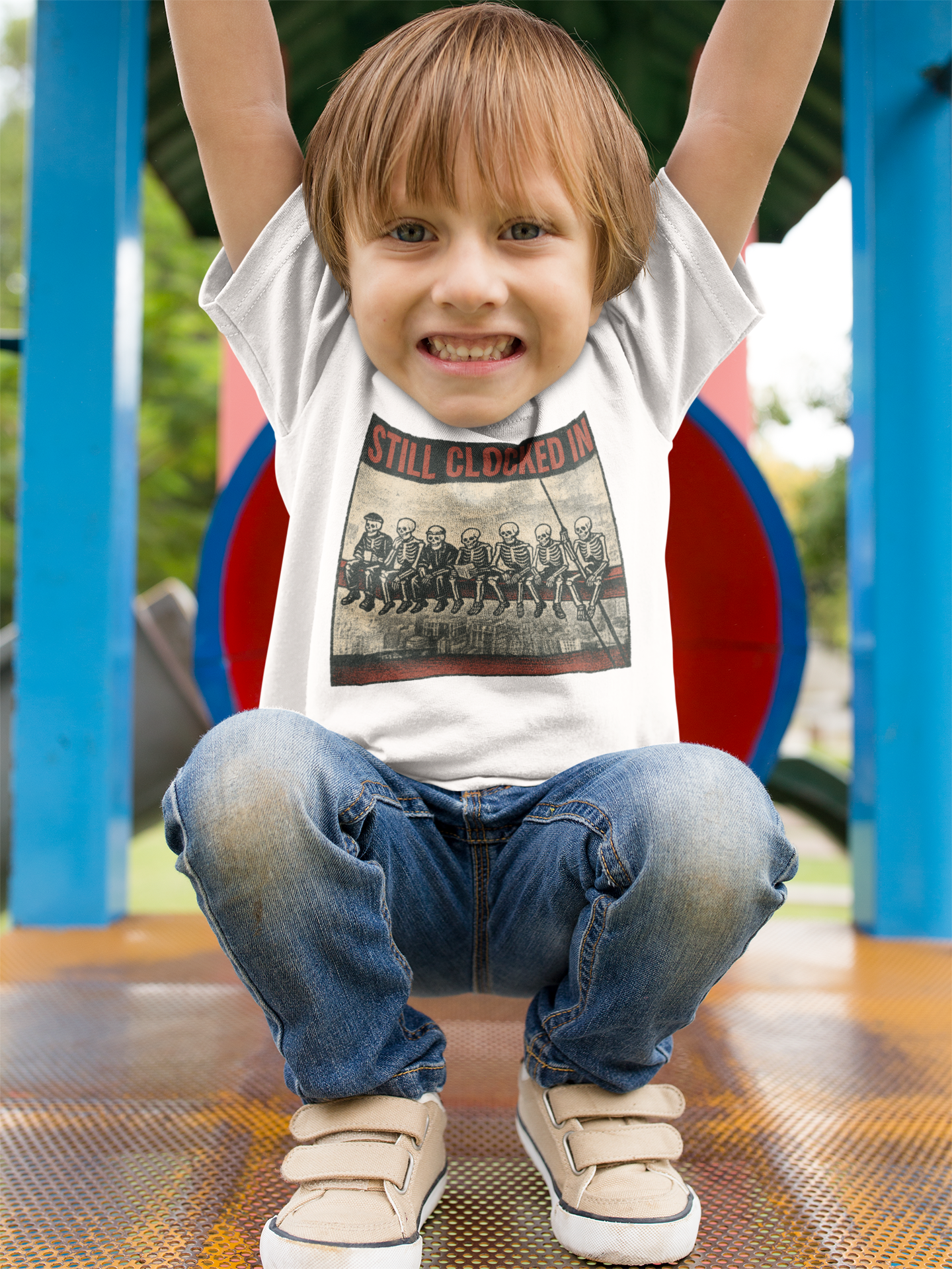 Still Clocked In - Kids 100% cotton Skeleton T-Shirt