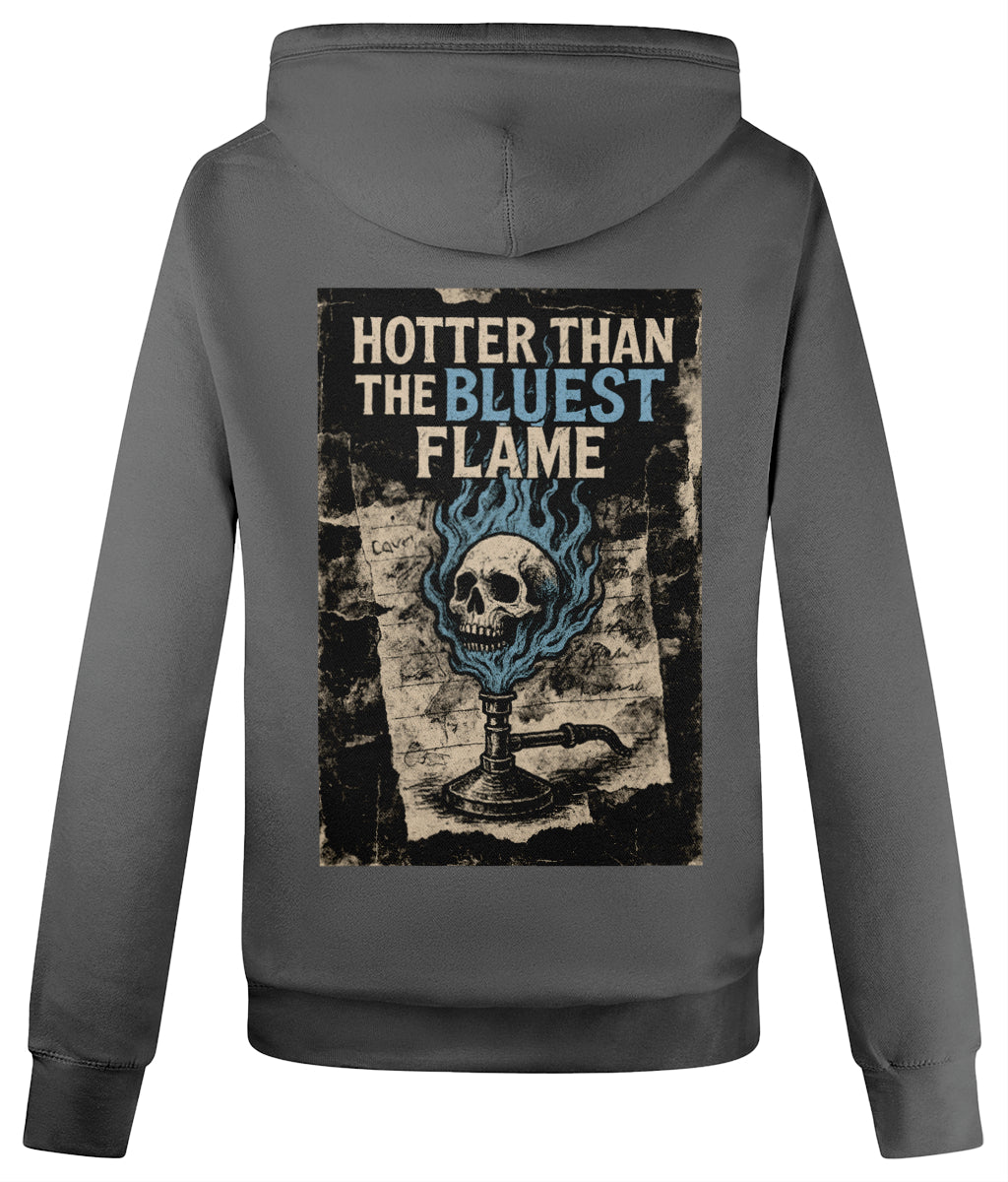 Bluest Flame Cross Neck Hoodie – Heavyweight Unisex Pullover in Beige & Grey