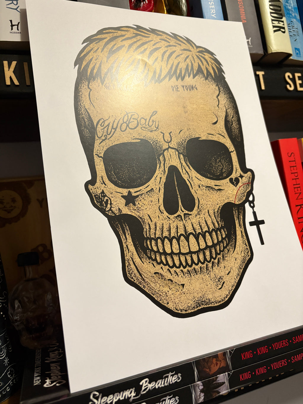 Lil Peep Skull Poster Art Print | A4 Gothic Rap Artwork | Crybaby Tribute