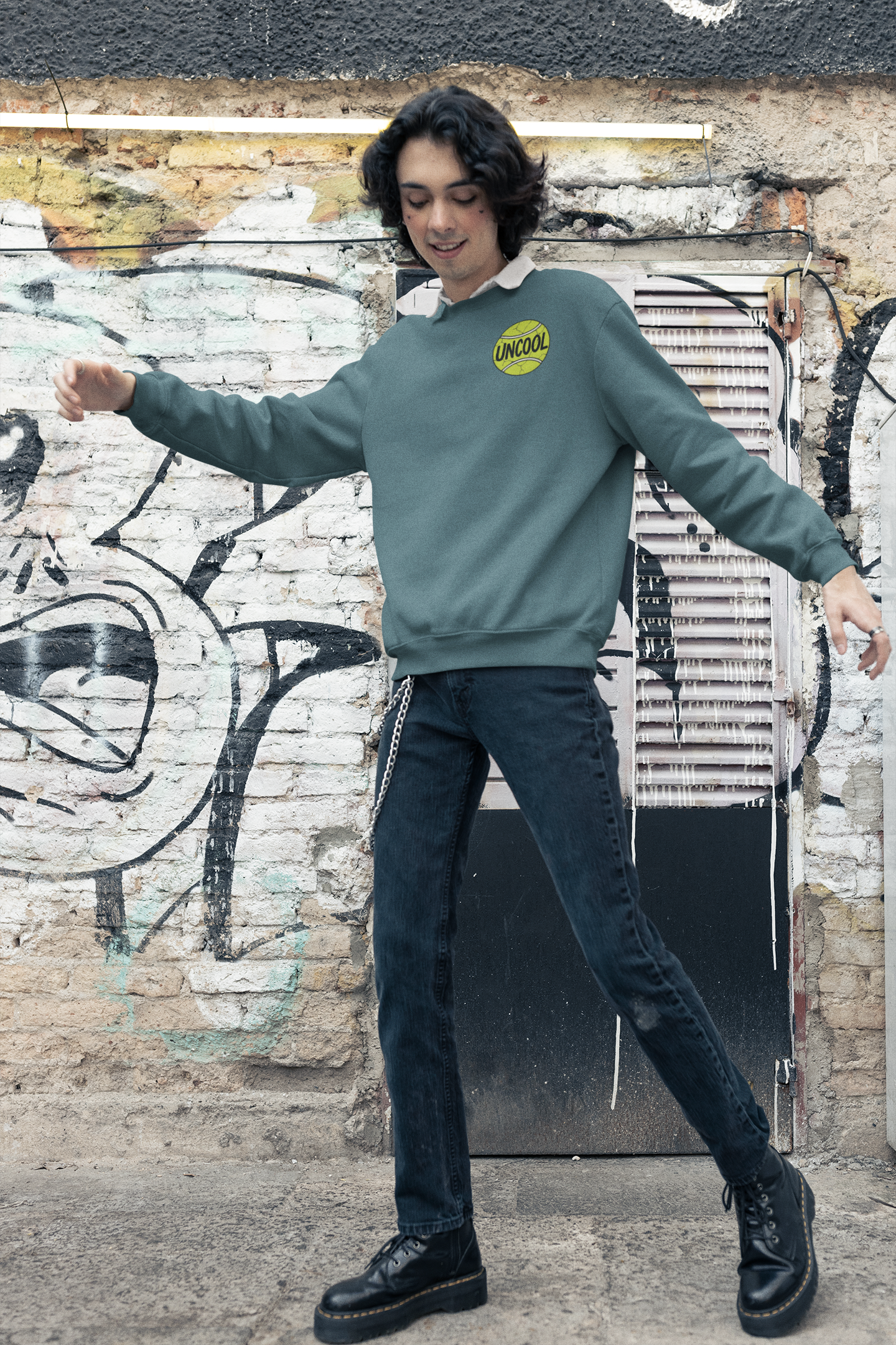 Tennis Courts Sweatshirt | Lorde-Inspired Retro Skeleton Graphic | Uncool