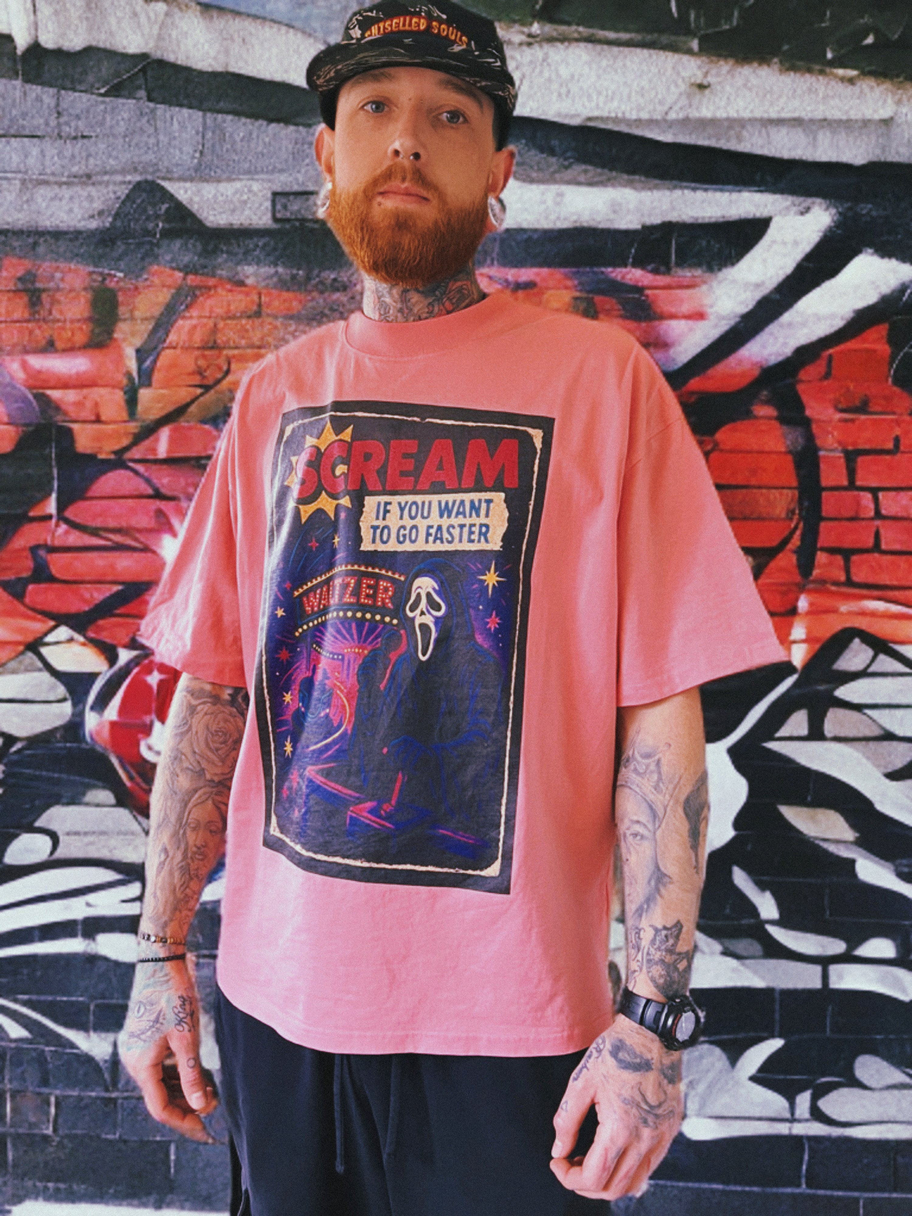 Scream Waltzer Unisex Oversized High Neck T-Shirt