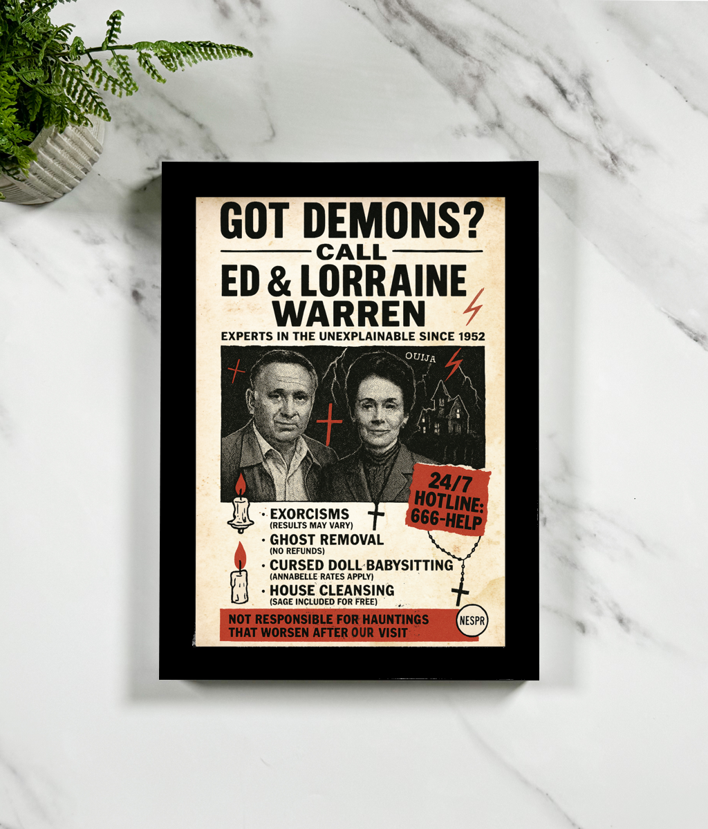 Ed & Lorraine Warren Conjuring Inspired Framed Art Print – Paranormal Wall Decor