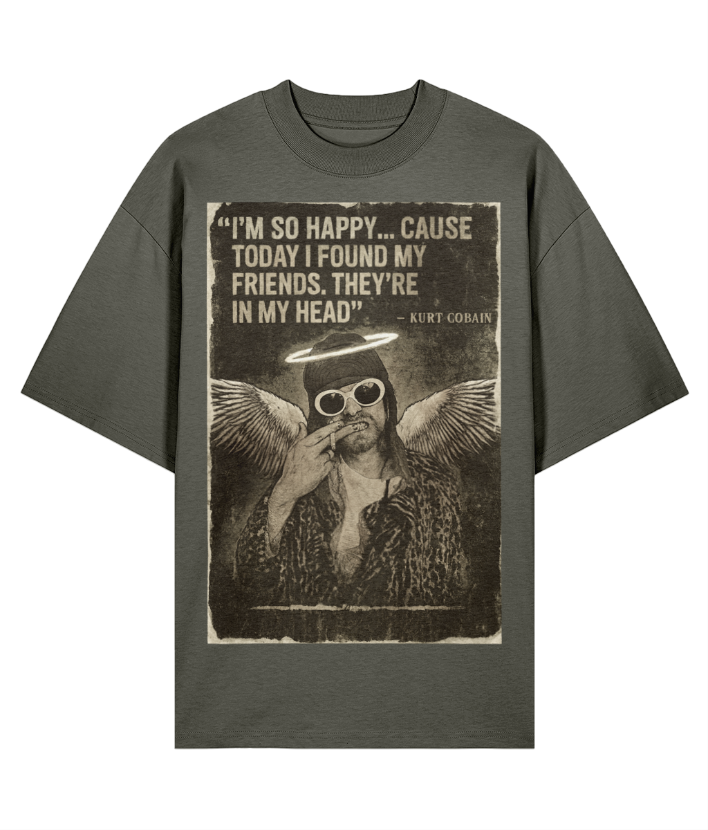 Kurt Cobain Angel Oversized High Neck Tee – 100% Organic Cotton