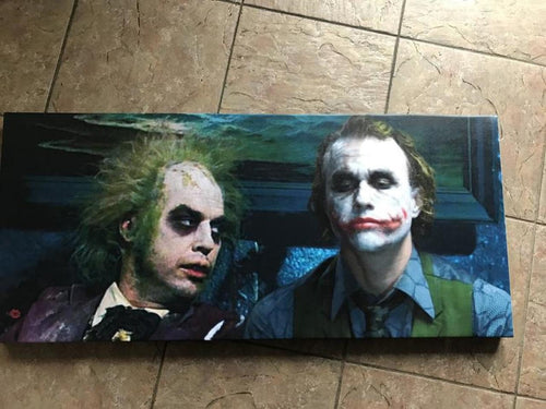 Beetlejuice & Joker Panoramic Canvas - Mischief Meets Madness