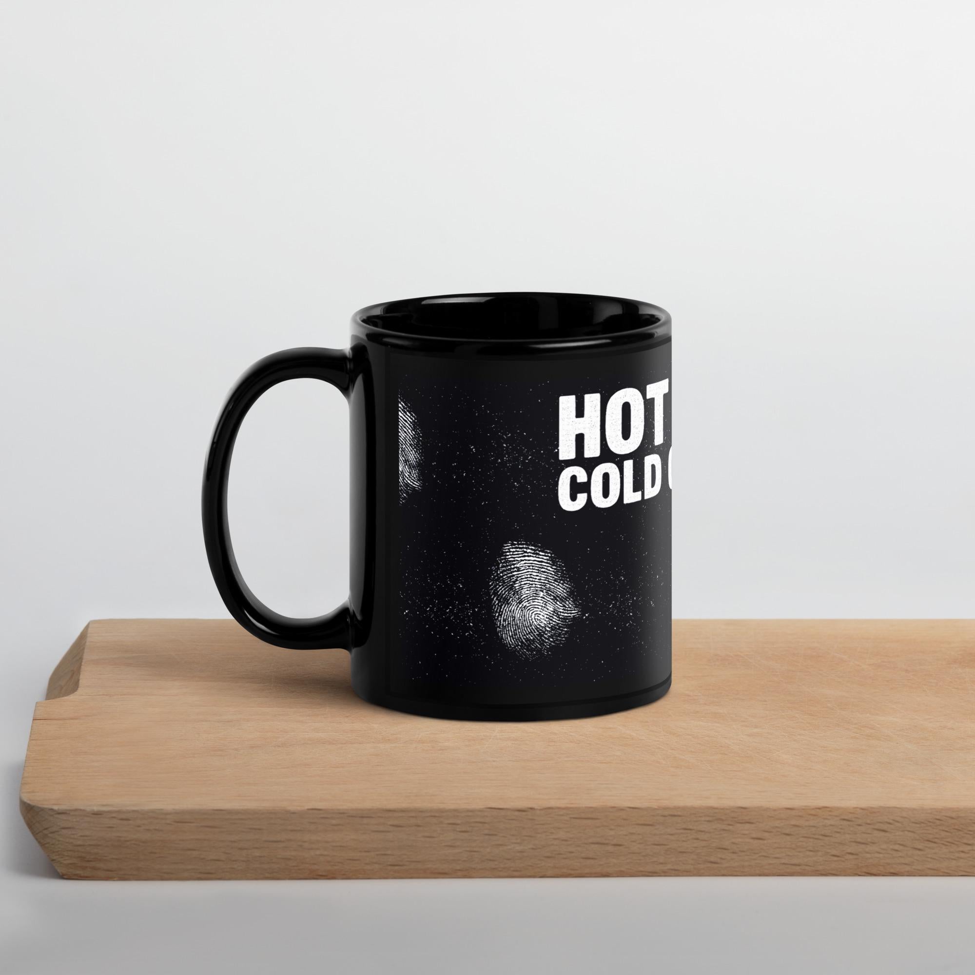 Hot Tea, Cold Cases – Black Ceramic Mug