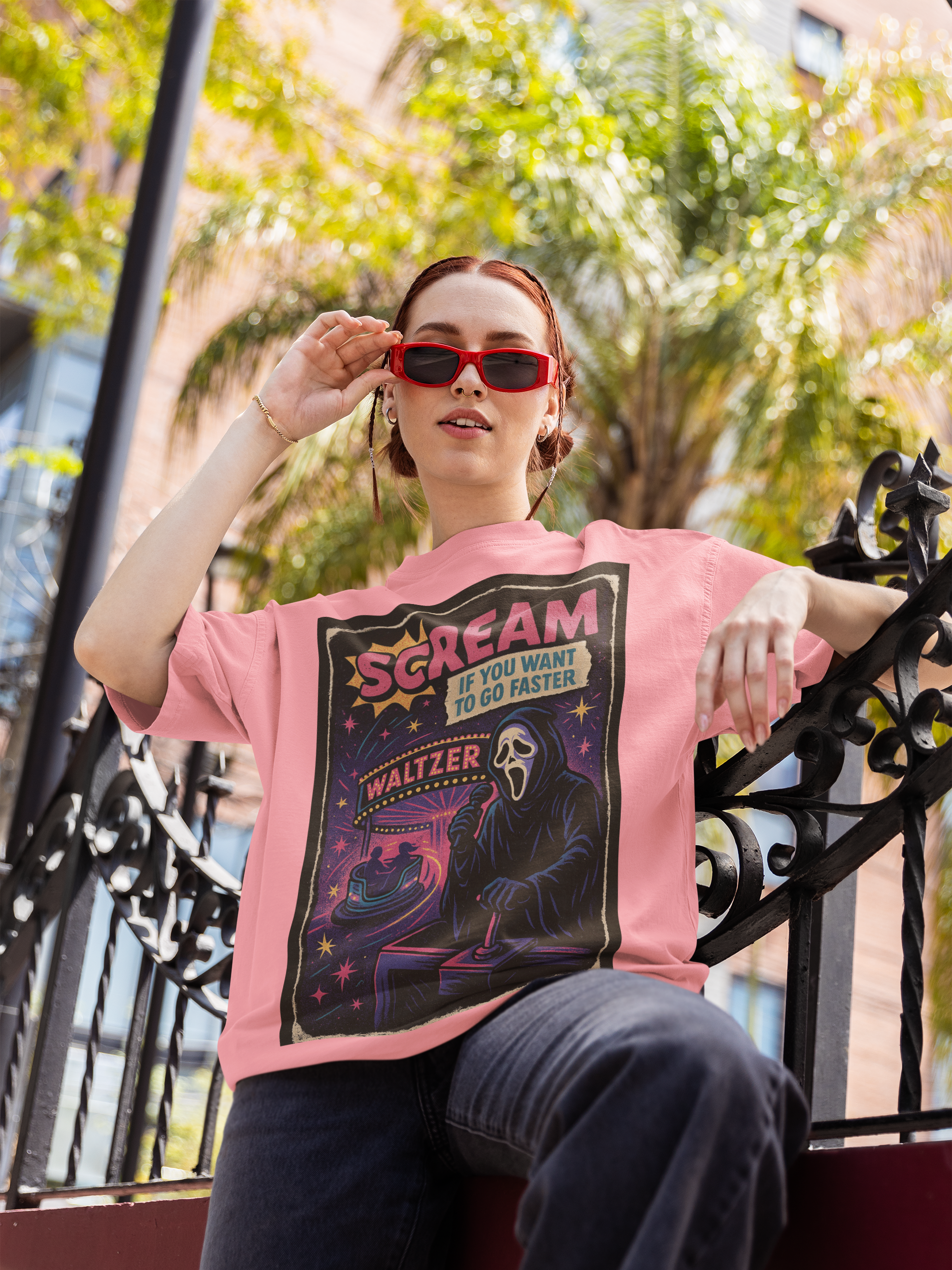Scream Waltzer Unisex Oversized High Neck T-Shirt