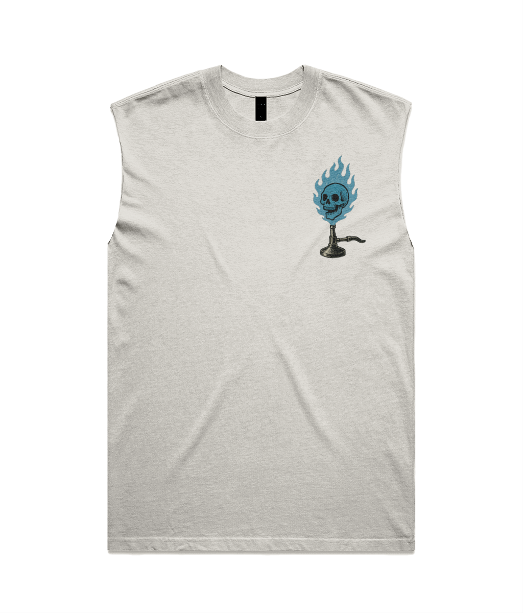 Bluest Flame Heavy Faded Tank Top - Bunsen Burner Skull