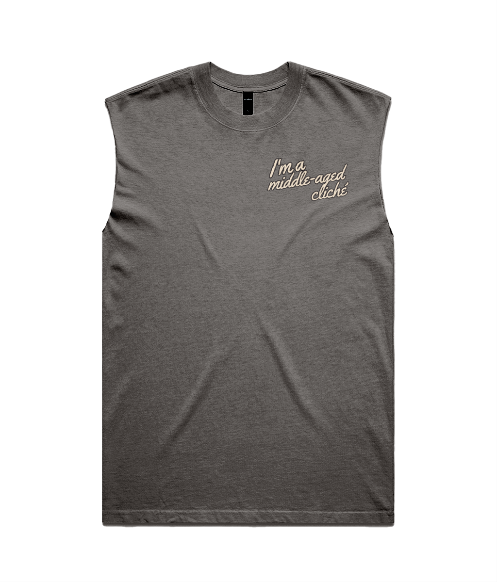 Middle Aged Cliché Heavy Faded Tank Top - Grim Reaper