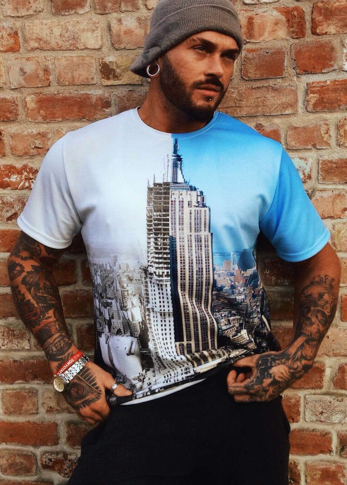 Empire State Half and Half Construction T-Shirt