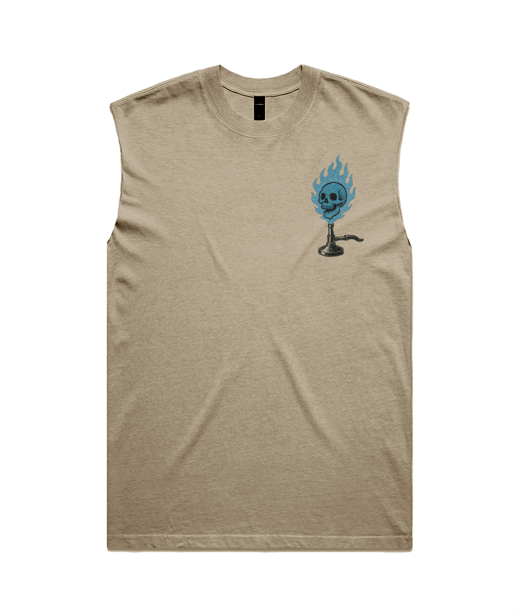 Bluest Flame Heavy Faded Tank Top - Bunsen Burner Skull