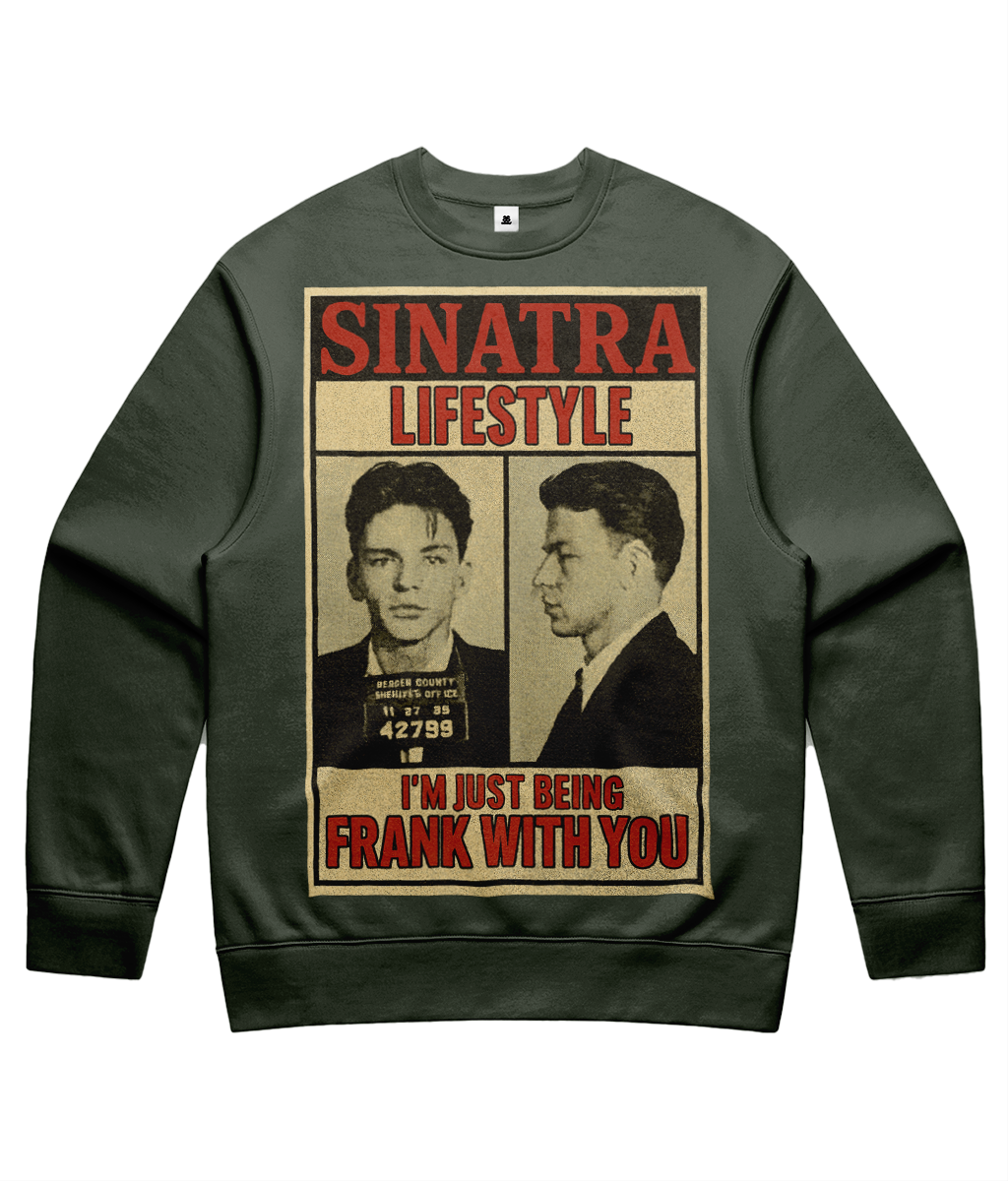 Sinatra Lifestyle Unisex Sweatshirt – Vintage Graphic Crewneck, Relaxed Fit