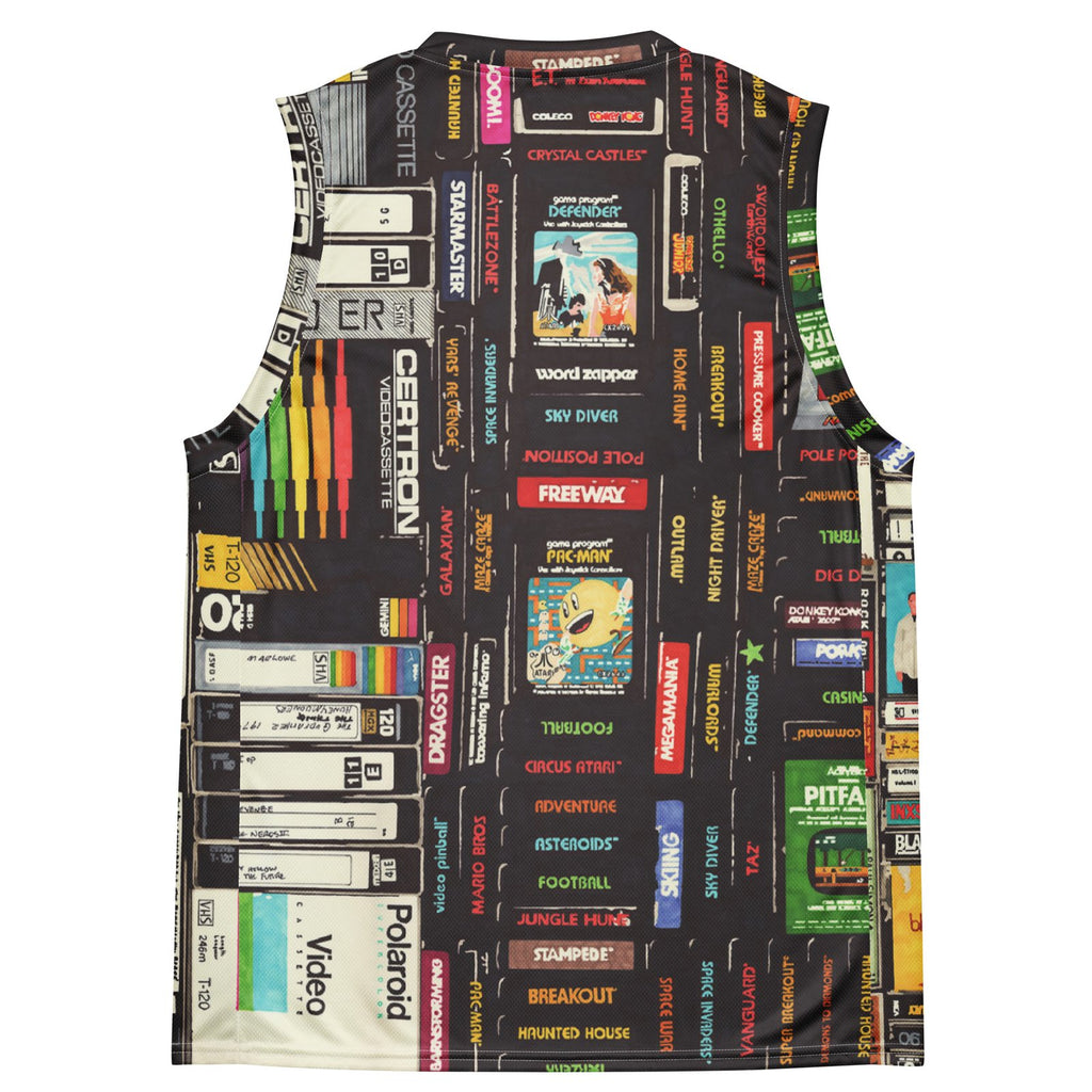 Retro VHS & Atari Basketball Vest - Eco-Friendly Recycled Polyester Jersey