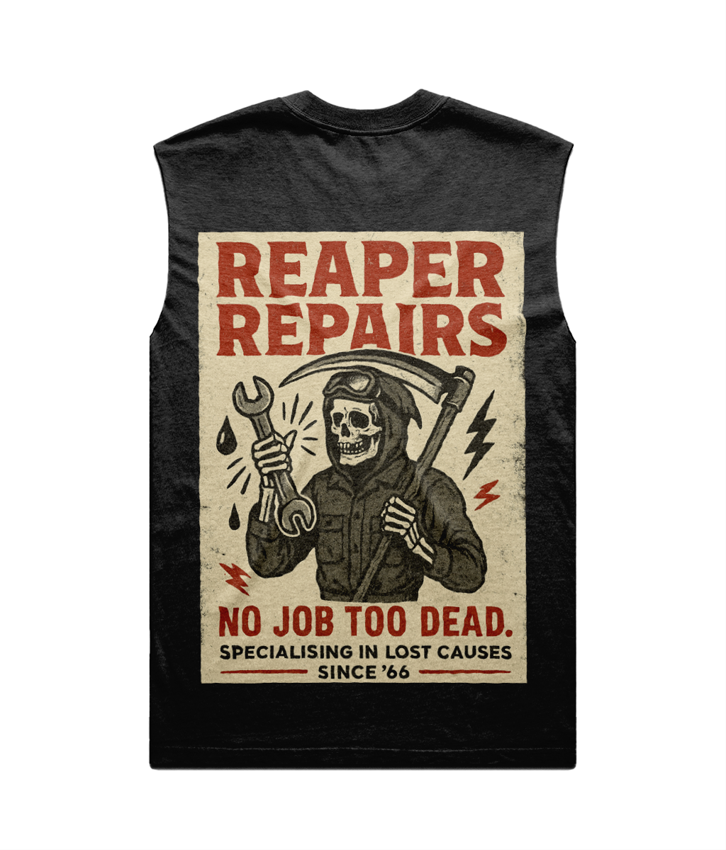 Reaper Repairs Heavy Faded Tank Top - Garage Vest