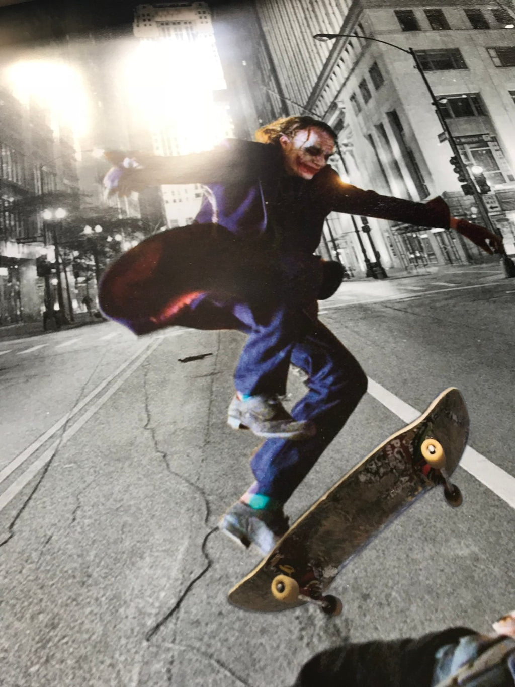 Joker Vs Batman Skateboard Poster Art - Skateboarding Ollie, Dark Knight