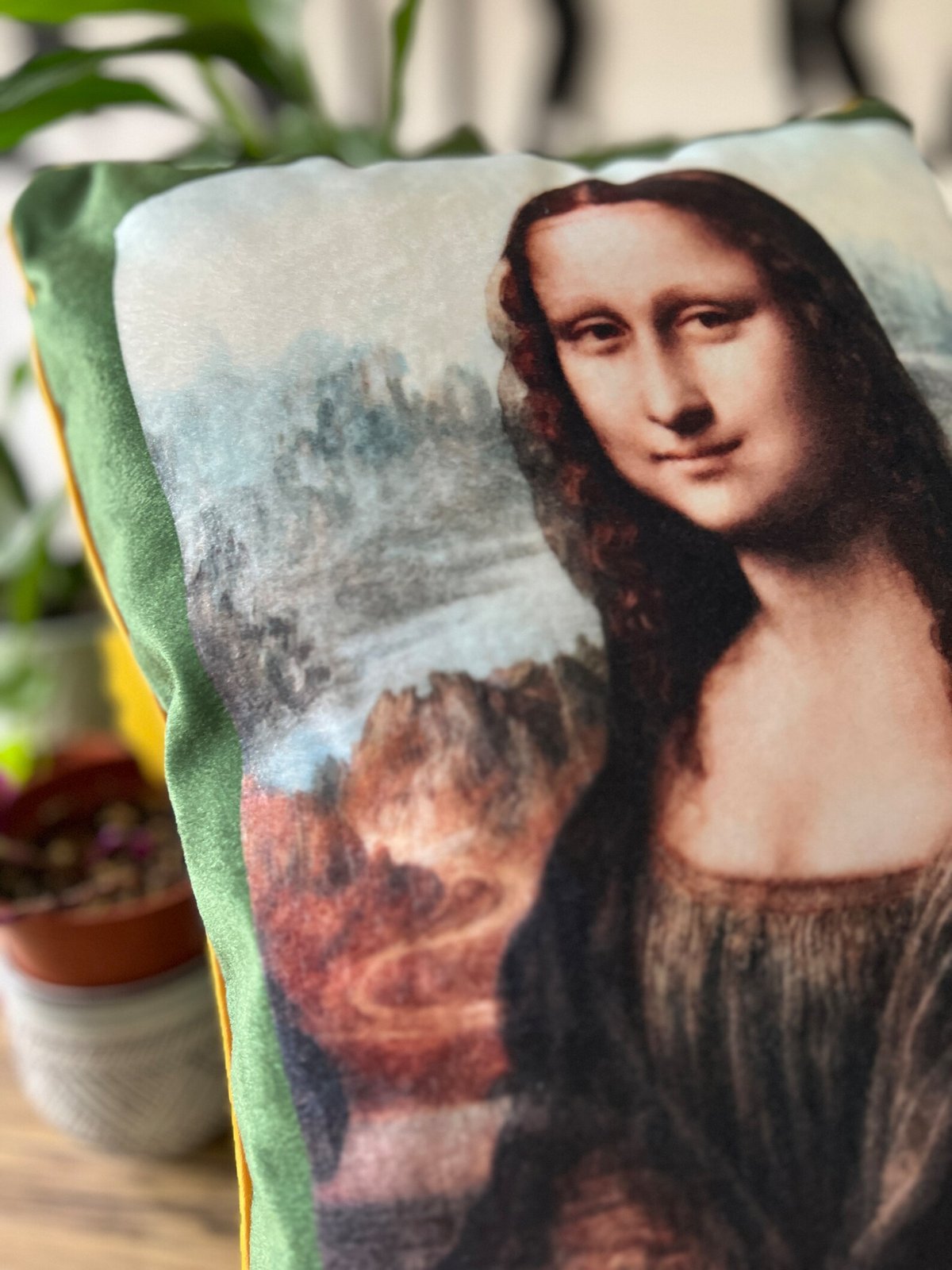 Mona Lisa Velvet Cushion - Friends Monica Geller Inspired Decor