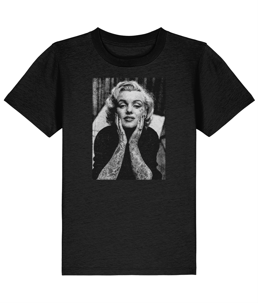 Kids Inked Marilyn Monroe T-Shirt - 100% Cotton Retro Tattoo Style Tee