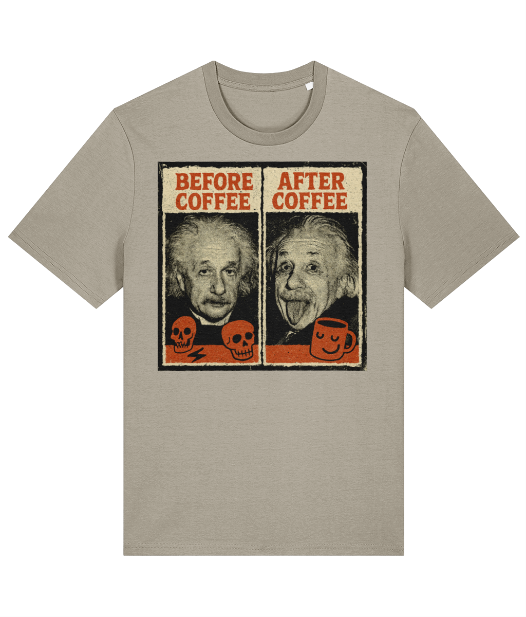 Albert Einstein Coffee Short sleeve t-shirt - Funny before and after