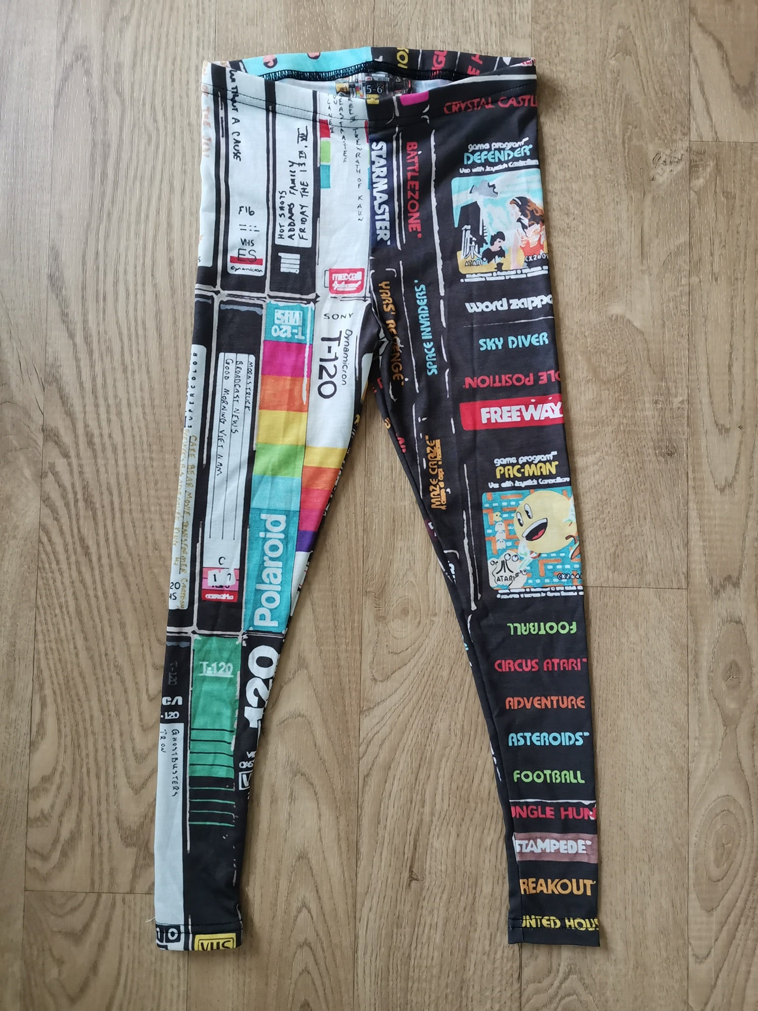 Retro Kids Cassette & VHS Atari Print Leggings – Soft, Stretchy & Fun