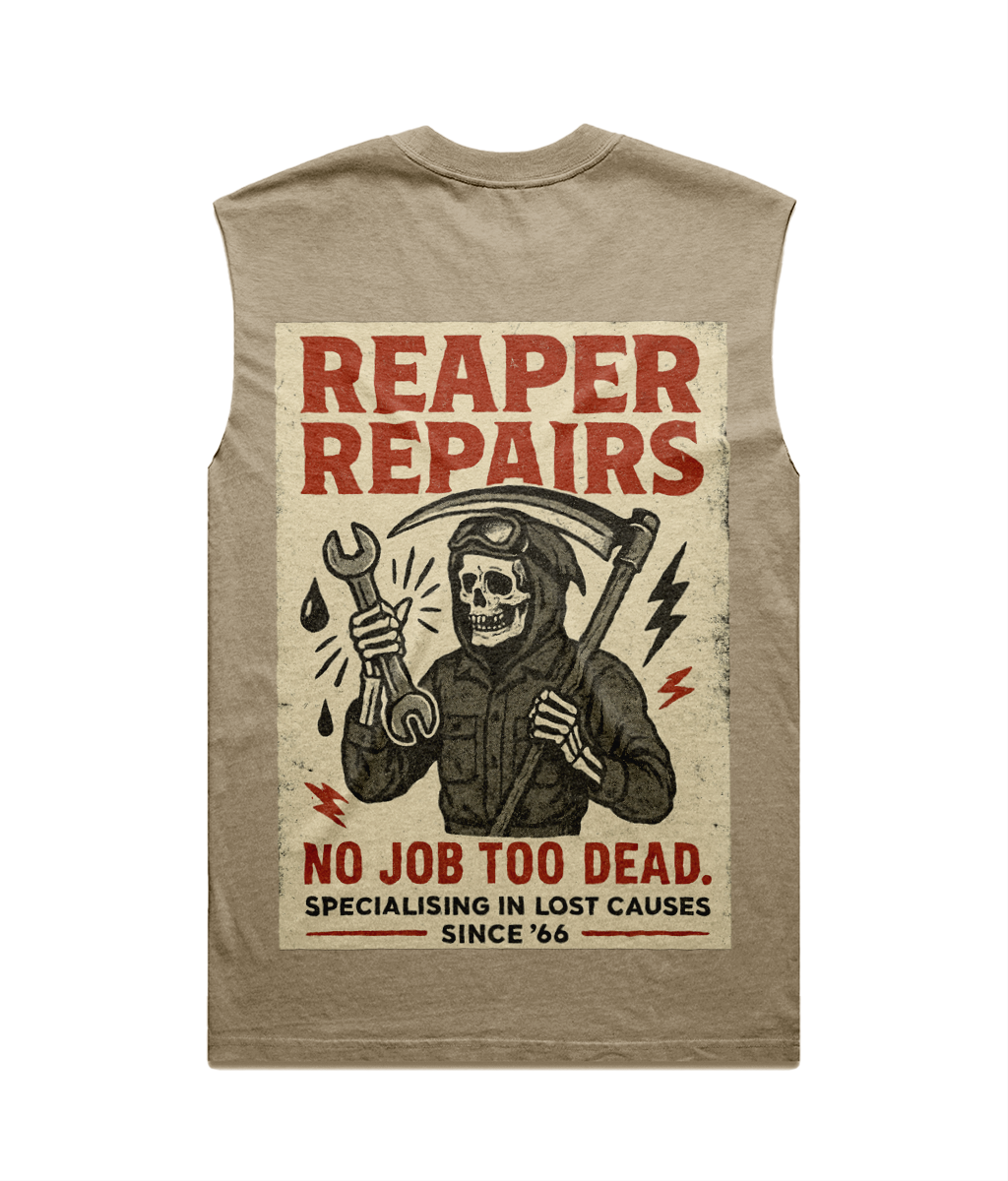 Reaper Repairs Heavy Faded Tank Top - Garage Vest