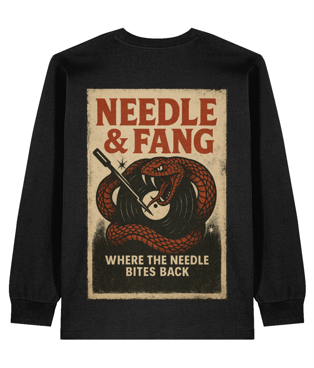 Needle & Fang Heavyweight Long Sleeve T-Shirt – Retro Snake Vinyl Design