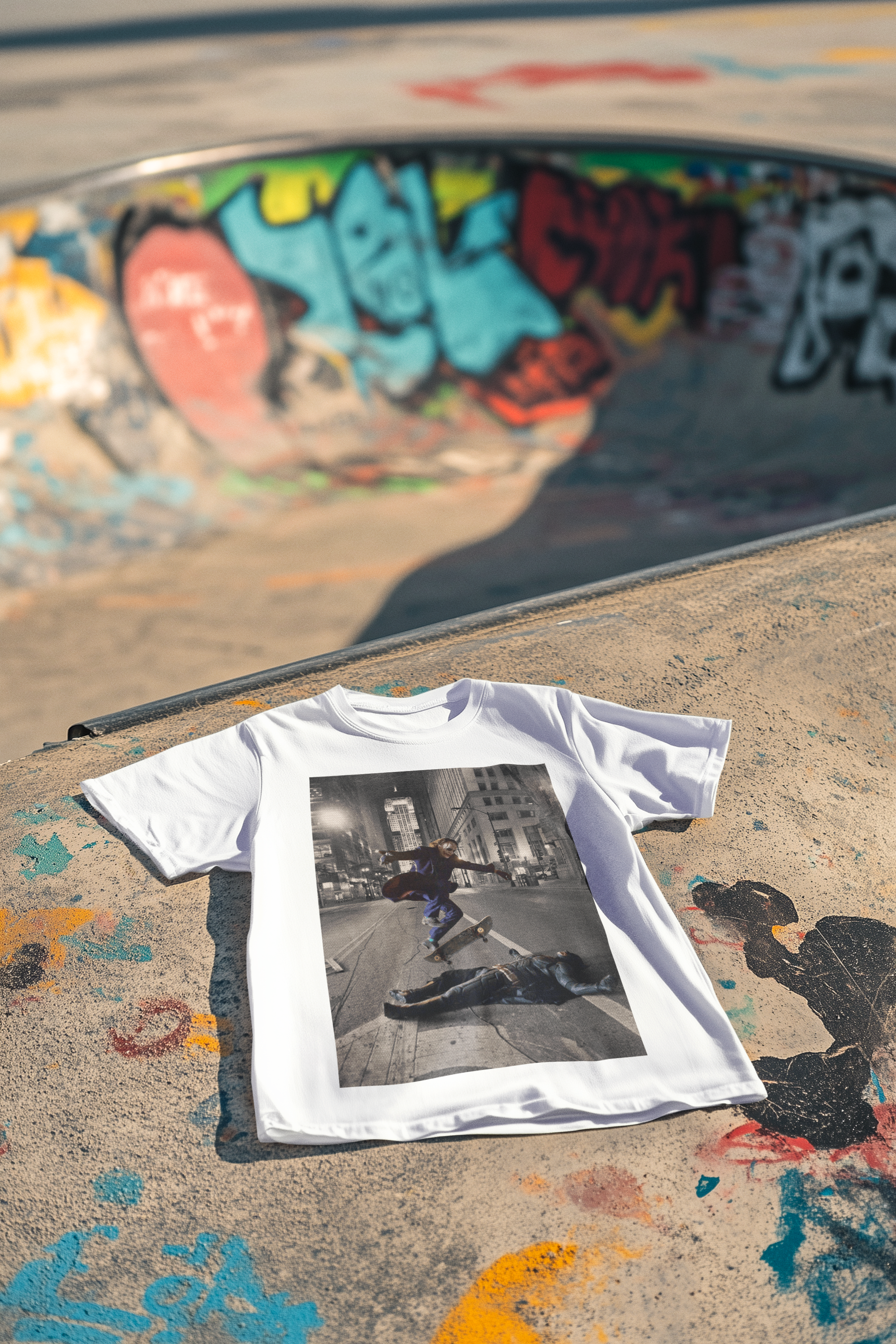 Joker vs Batman Skateboard T-Shirt – White 100% Cotton Graphic Tee