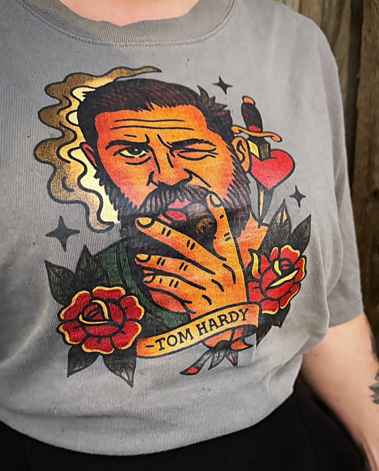 Tom Hardy Inspired Tattoo Graphic Women’s Heavy Faded T-Shirt