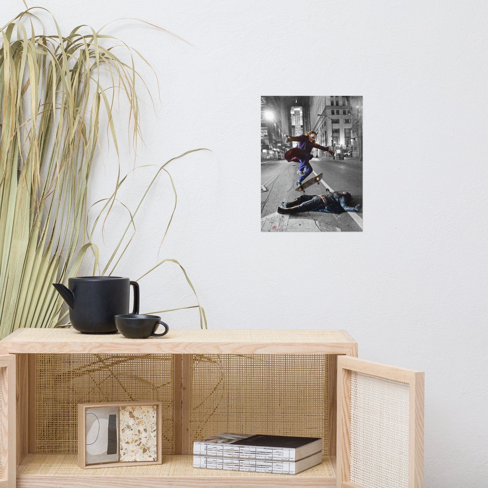 Joker Vs Batman Skateboard Poster Art - Skateboarding Ollie, Dark Knight