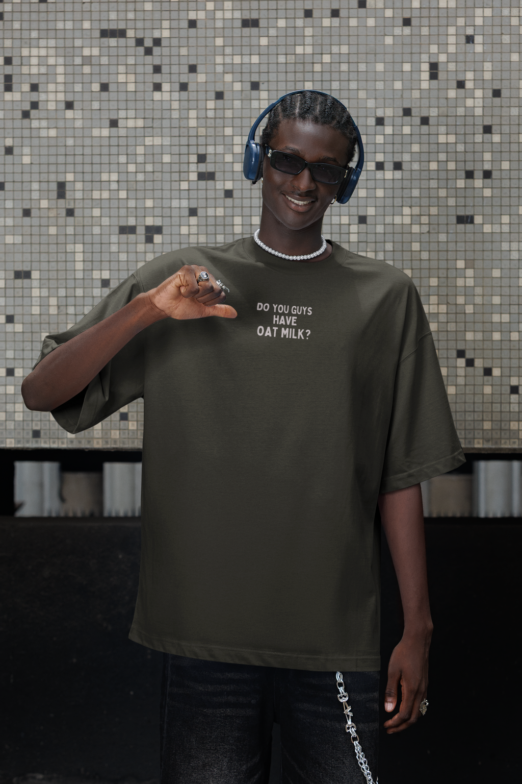 Oat Milk Diner Unisex Oversized High Neck T-Shirt