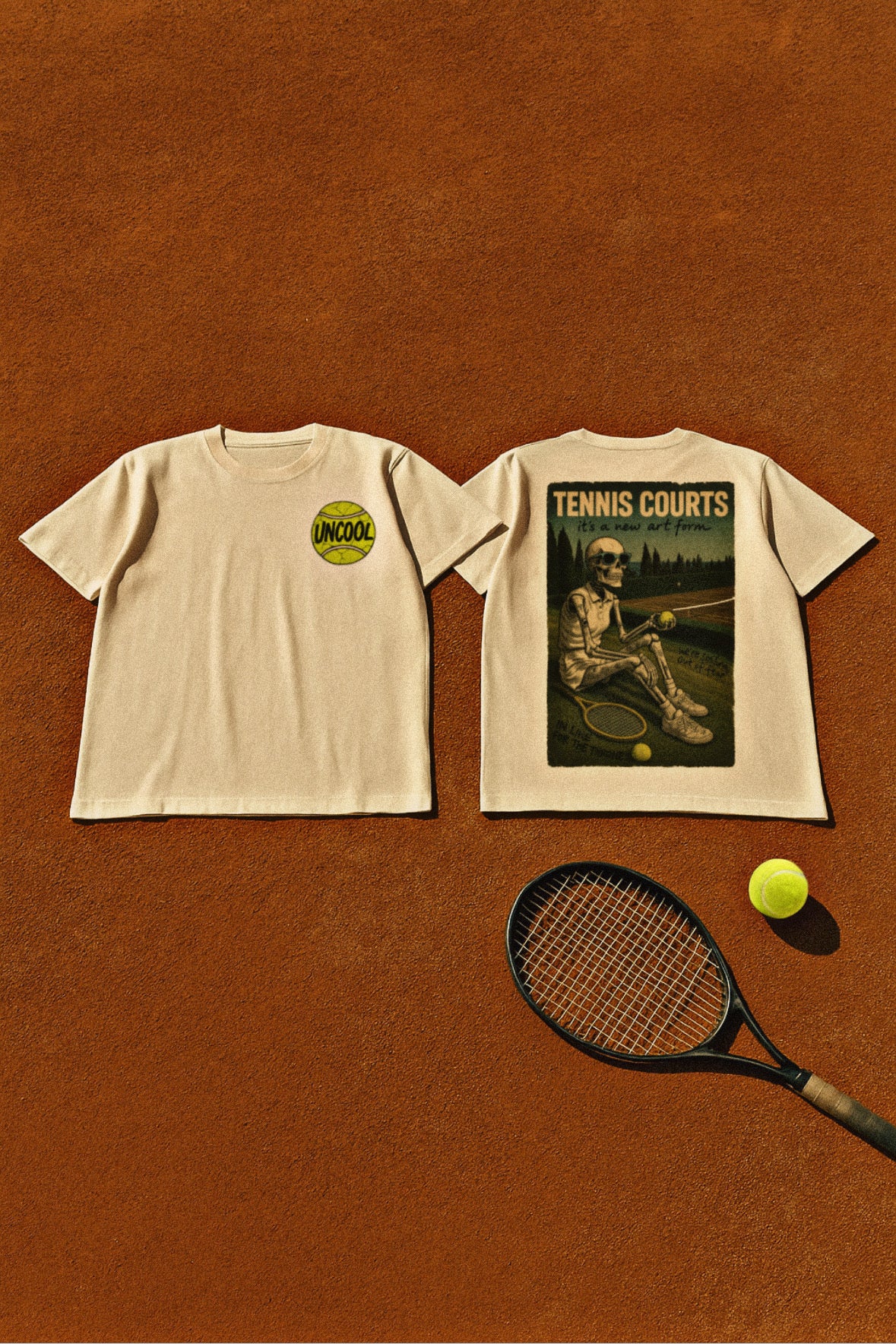 “TENNIS COURTS” Skeleton Tee – Lorde-Inspired Heavy Faded T-Shirt