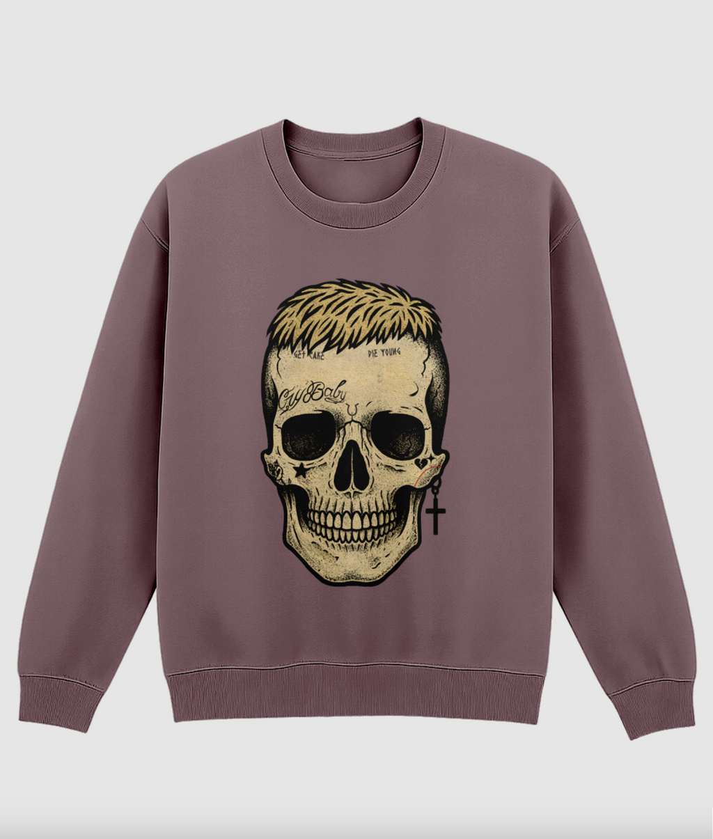 “CryBaby” Lil Peep Skull Sweatshirt | Vintage-Inspired Streetwear Crewneck