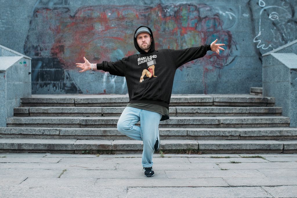 Brainwashed Generation Relaxed Fit Hoodie – Retro TV Head Pin-Up Print