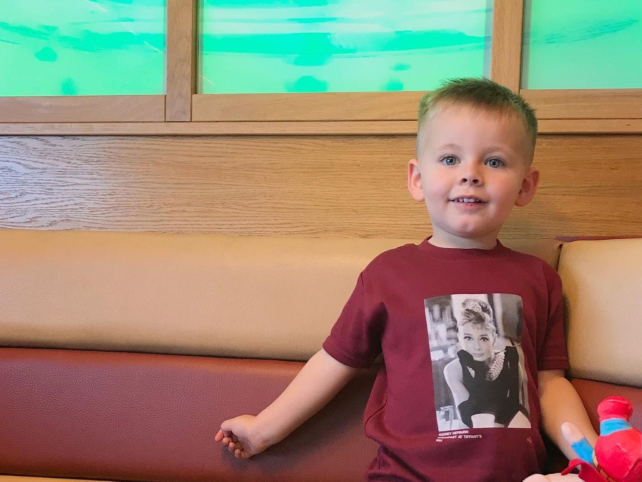 Kids Audrey Hepburn Burgundy T-Shirt — 100% Cotton