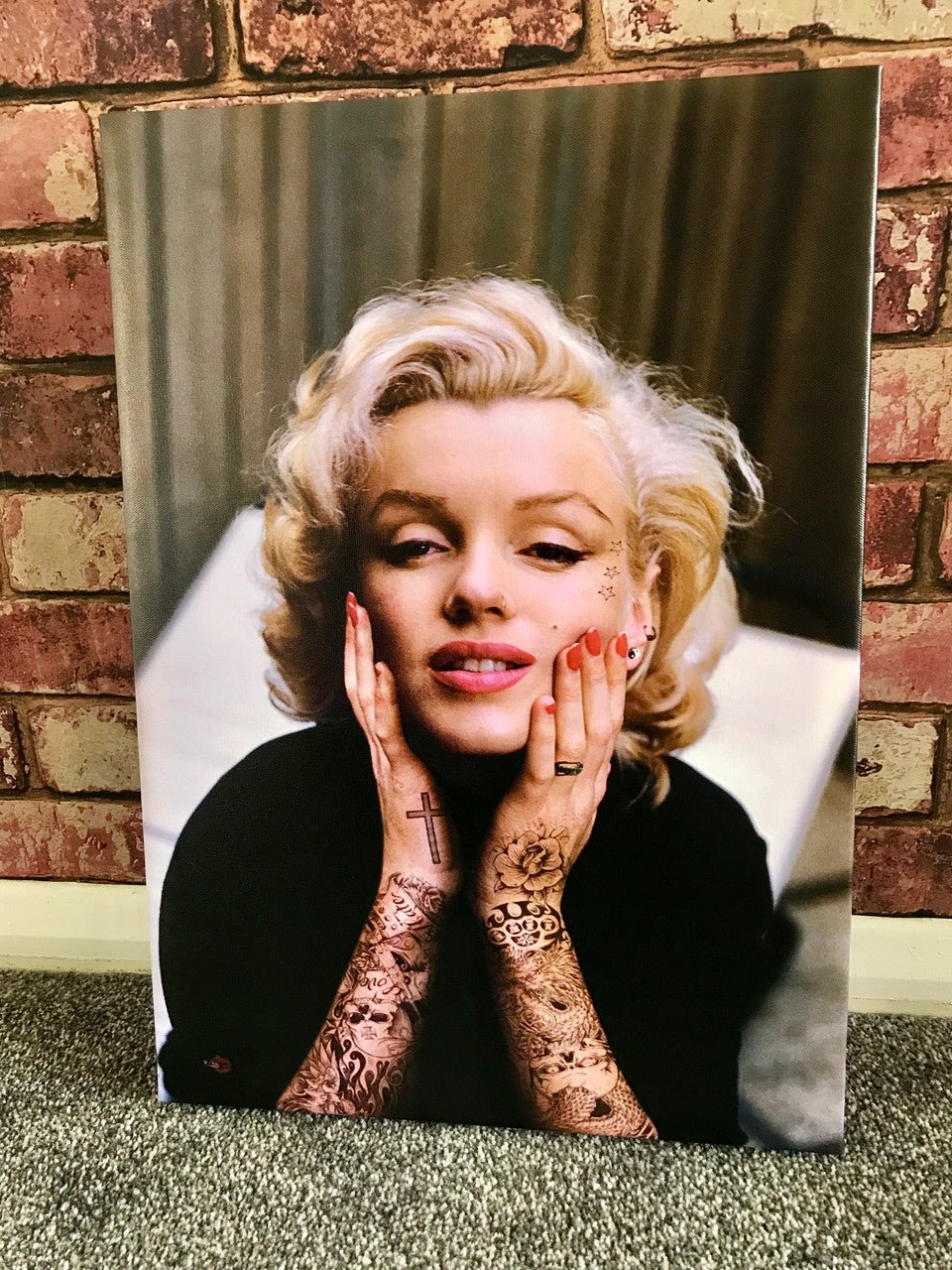 Marilyn Tattooed Canvas - Monroe Inked - Tattoo Sleeve - Wall Art