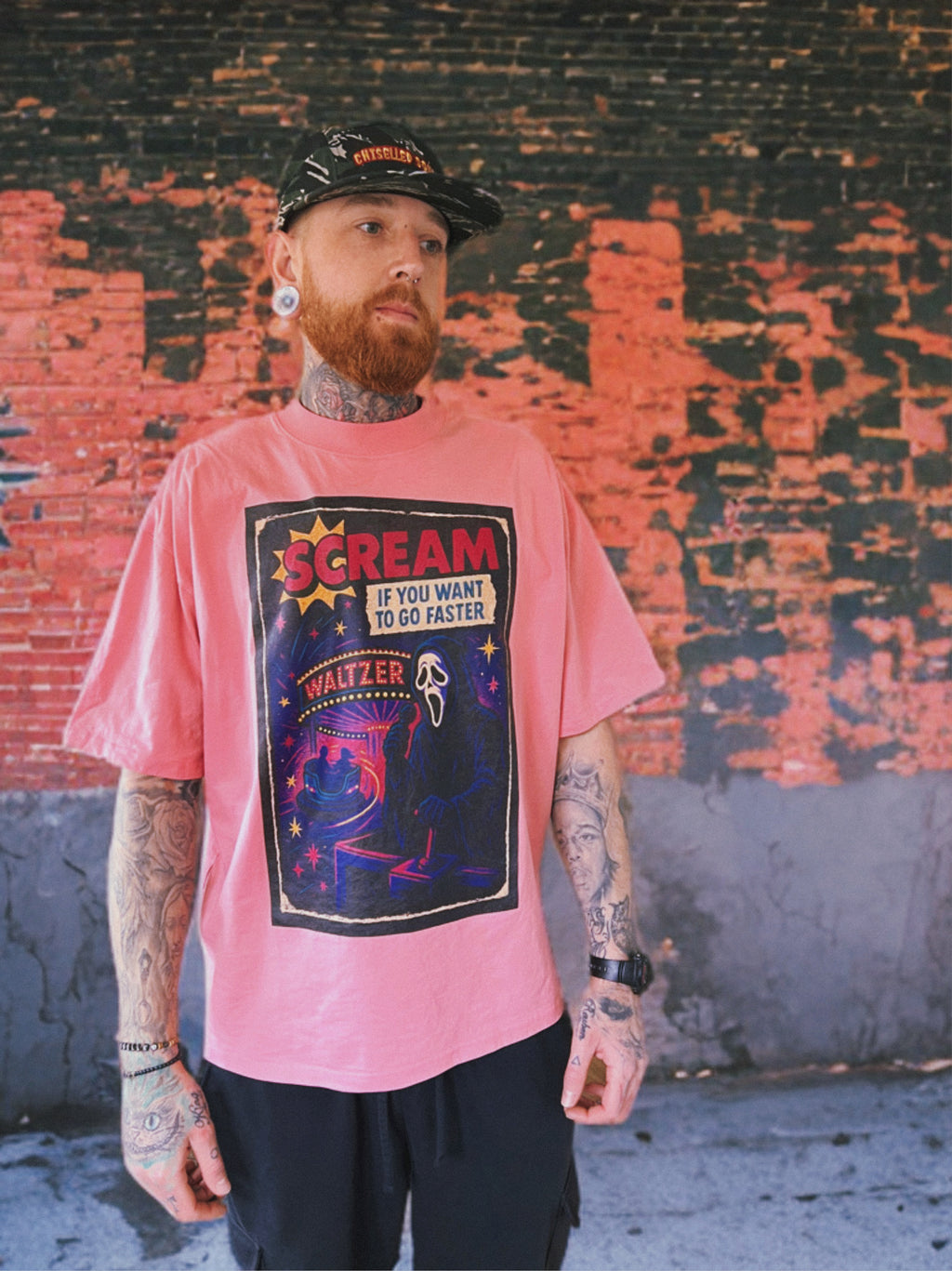 Scream Waltzer Unisex Oversized High Neck T-Shirt