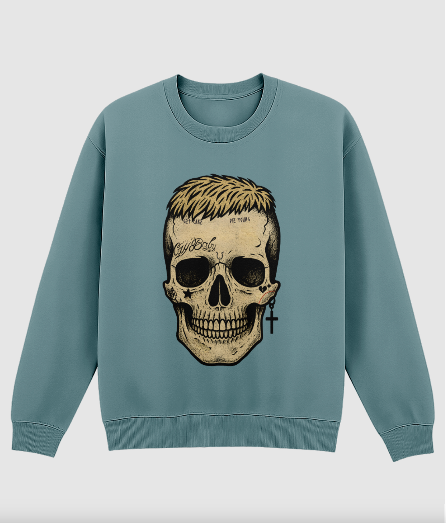 “CryBaby” Lil Peep Skull Sweatshirt | Vintage-Inspired Streetwear Crewneck